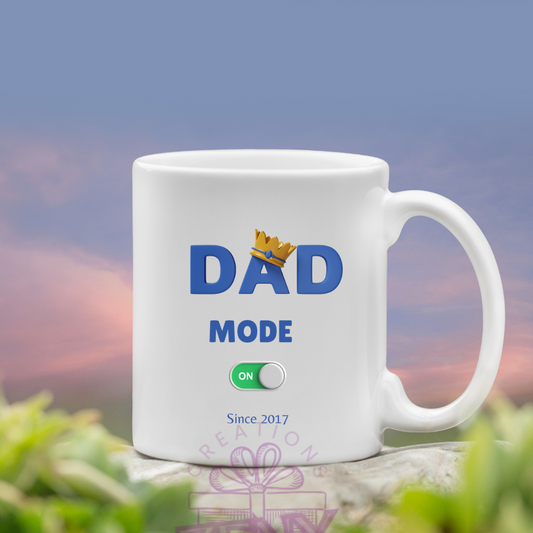 👨💻 Dad Mode On Mug – Personalized with Custom Year | Funny Father’s Day Gift