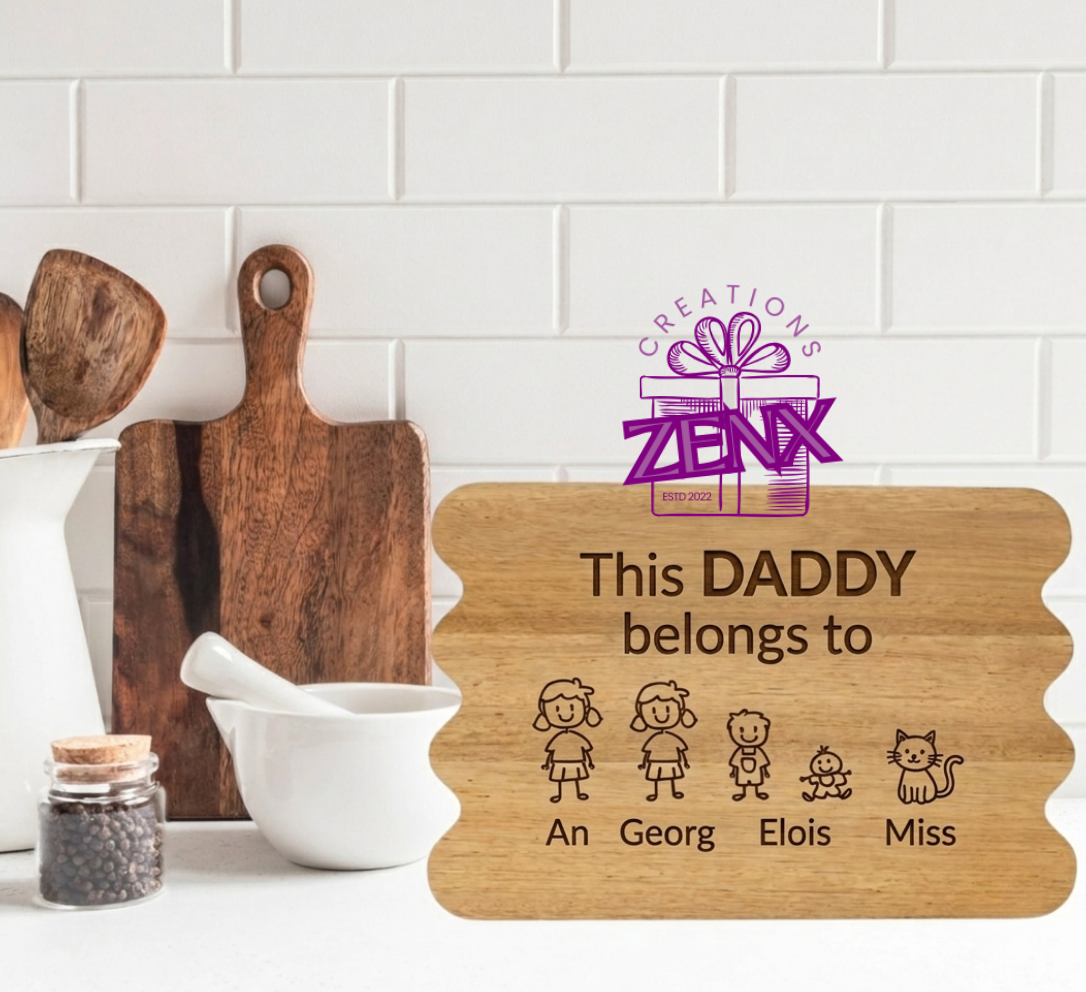 Personalised Engraved Wooden Board – This Daddy Belongs To | Father's Day
