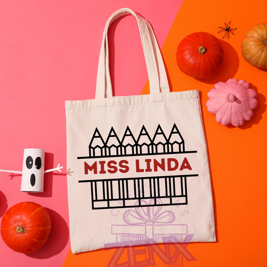 Personalised Teacher Tote Bag with Name – End of Year Gift