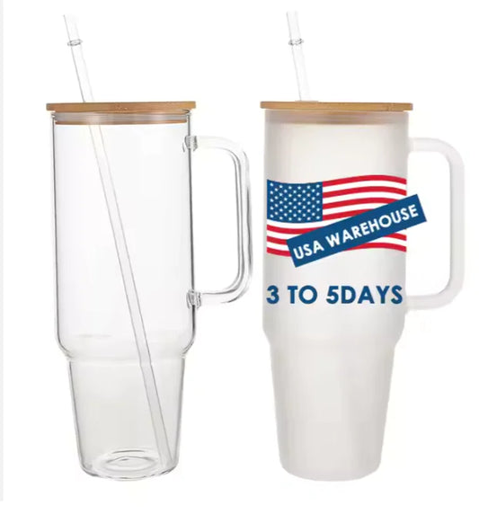 Glass Cup Sublimation Bamboo Wood Cover Straw