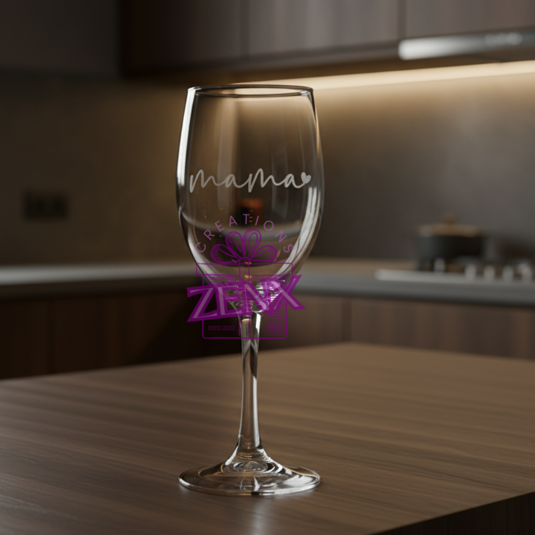 Mama engraved wine glass
