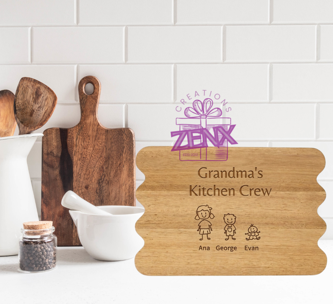 Grandma's Kitchen Crew Personalised Engraved Chopping Board
